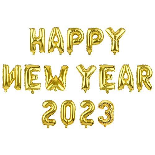 Dlicsy Neujahr Deko Folienballons Golden,2023 Happy New Year Luftballons Set Silvester Deko 2023 Gold Luftballons 40zol Große Heliumballons für Neujahr Party Deko Zahl Ballons Cover