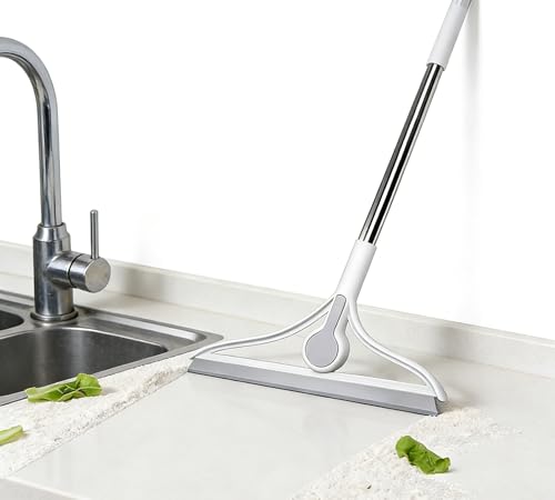 Escoba mágica de silicona con cuchillas reemplazables, barredora y escobilla de goma ergonómica, separación en seco y húmedo para limpieza multisuperficie del hogar