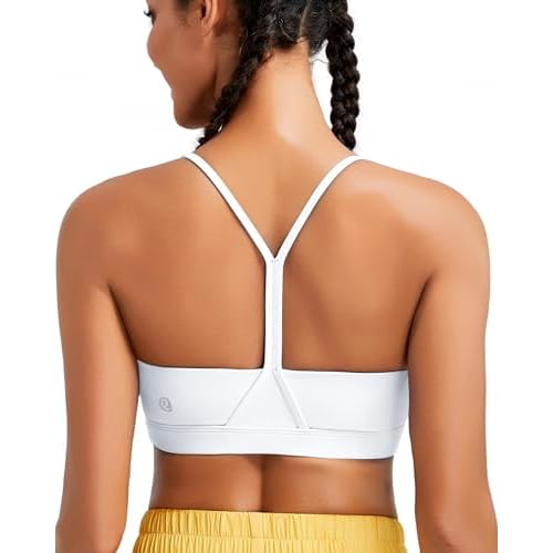 RUNNING GIRL Sports Bras for Women,Y-Back Medium Support Workout Sports Bra Padded Racerback Supportive Bras Push up B-white Small