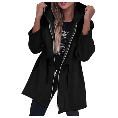 ジャケット・アウター WEWILL HOODED COAT BLACK Size 3 JiangWu Womens Fashion Fleece Sherpa Lined Hooded Coat Winter