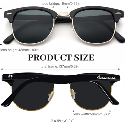 8 Pack Groomsmen Sunglasses for Men - Wedding Sunglasses Set for Groomsman Proposal Gifts, Bachelor Party Favors - UV Protection Classic Style2