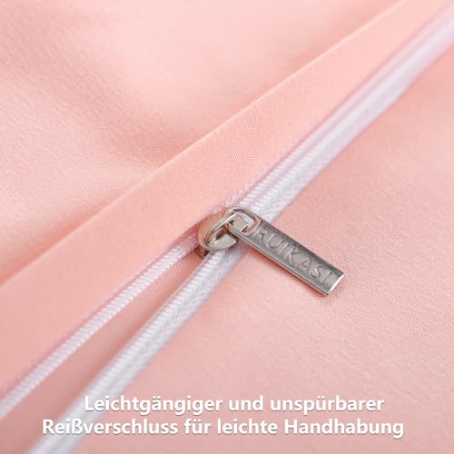 RUIKASI Bettwäsche 155x220 2teilig Rosa - Pink Mikrofaser Bettwäsche-Sets Oeko-TEX, Bettbezüge 155 x 220cm + Kissenbezüge 80x80cm mit… – Ansicht 6