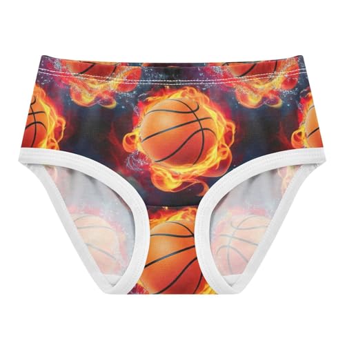 Toddler Panties, Basketballs Fire Black Girls Cotton Underwear, 2–8 Years