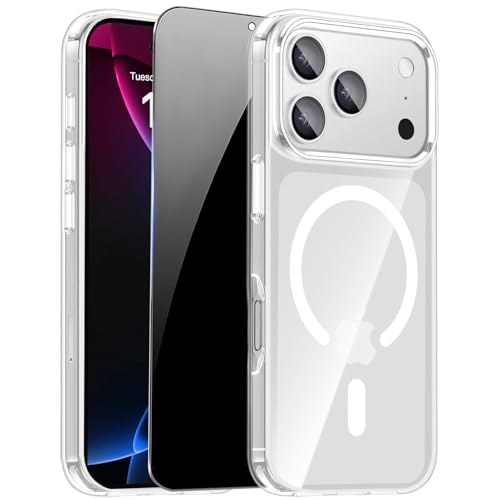 ZOZDOKG for iPhone 17 Pro Max Case Clear Magnetic iPhone 17ProMax Case with Privacy Screen Protector Compatible with MagSafe Shockproof Slim Phone Case for 17 Pro Max Cover Transparent.
