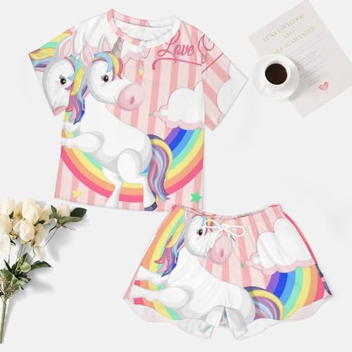 Pyjama licorne femme ensemble d'été short et manches courtes Arc-en-Ciel - 7