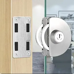 Taj Products Stainless Steel Single Glass Door Lock - No Drilling | Commercial Durable Lock for 10mm - 12mm Glass Door Lock | Anti Theft System - Wall to Glass Lock | with 3 Keys