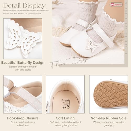 Image of Meckior Infant Baby Girl Sandals Soft Non-Slip Rubber Sole Handmade Princess Wedding Dress Shoes Toddler First Walkers