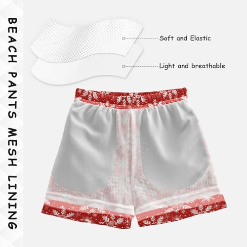 Boys Swim Trunks Quick Dry UPF 50+ Beach Board Shorts Kids Bathing Suits Swimsuit 2T Beige Snowflakes Red4