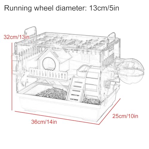 Cage portable pour rat, hamster nain, 2 couches, habitat pour petits animaux pour gerbilles, souris et hamsters nains syriens