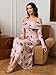 KUTUMAI Women Off Shoulder Bodycon Maxi Dress Long Sleeve Mesh Ruched Party Formal Wedding Guest Dresses Rose XS