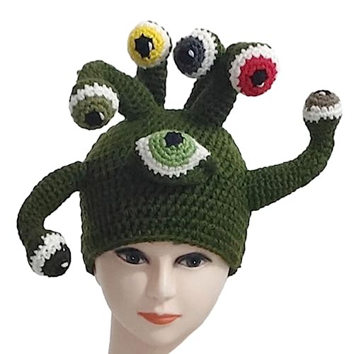 Nawwgy Knitted for Women Novelty Eyes Hat CrochetWoolen Yarn Girls Fashion Teens Girl Headwear Octopus Eyes Funny Headgear