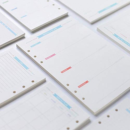 NUOBESTY Papel de refil A6, 6 anéis, refil de papel para fichário, inserções para caderno, folhas so