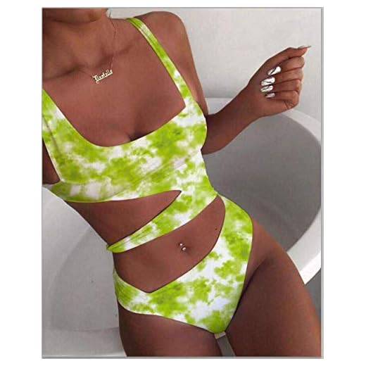 WTFYSYN Dam push-up baddräkt string bikinis, sexig baddräkt i ett stycke, dam hög midja stranddräkt-Fluorescent_grön_M, retro baddräkt baddräkt baddräkt