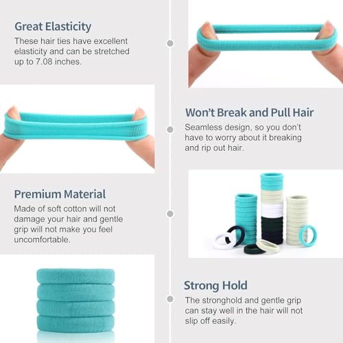 Image of Bessrung 100PCS Gradient Blue Nylon Seamless Elastic Hair Ties No Damage