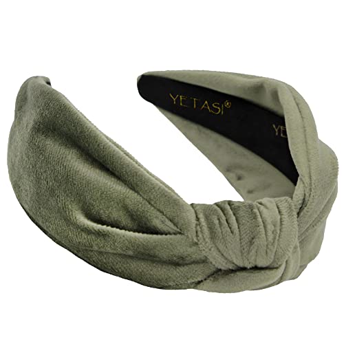 Image of YETASI Headbands Women Sage Green Velvet, Headbands Girls Headbands Trendy, Womens Headbands are Knotted Headbands for Women's Hair, Cute Headbands for Women, Top Knot Fashion Designer Headband