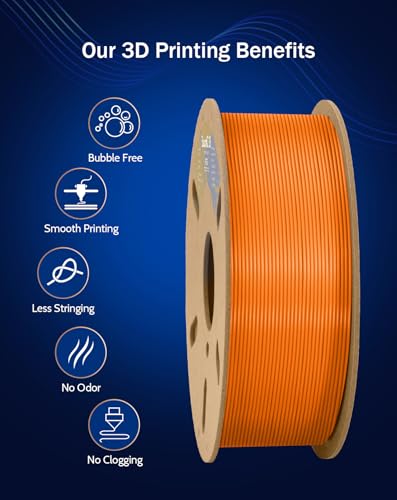 Image of DURAMIC 3D PETG Filament 1.75mm Orange, 3D Printing Filament 1kg Spool(2.2lbs), Orange Filament 1.75mm Dimensional Accuracy + /- 0.05 mm Non-Tangling Non-Clogging Non-Stringing (Pantone 165C)