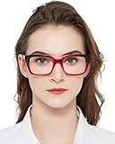 MARE AZZURO Oversized Reading Glasses 1.75+ Women Retro Square Readers 1.0 1.25 1.5 1.75 2.0 2.25 2.5 2.75 3.0 3.5 4.0 5.0 6.0 (Red+black, 1.75)