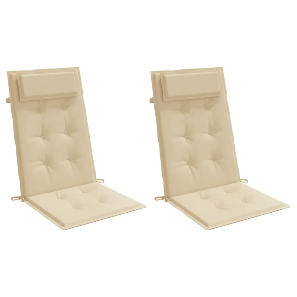 Hochlehner-Auflagen 2er Set Beige Oxford Gewebe 120x50x3 cm wasserabweisend für Gartenstuhl Balkon Esszimmerstuhl Sitzkissen Outdoor Loungekissen