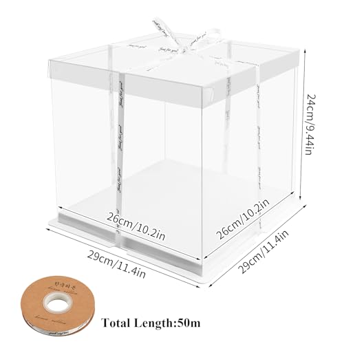 Cozlly Transparent Cake Box, Double Layer Large Gift Box with Sturdy Base, Clear Display Box for Cakes Pastries, and Desserts - Image 2