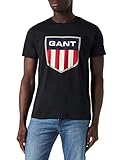  GANT D1. Retro Shield SS T-Shirt Camiseta, Negro, M para Hombre