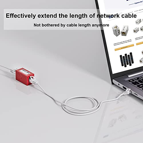 Image of iwillink RJ45 Coupler Ethernet Connector, Female to Female RJ45 Connector for Cat7 Cat6 Cat5e Cat5 Ethernet Cable, Extender Adapter, 20 Pack, Red