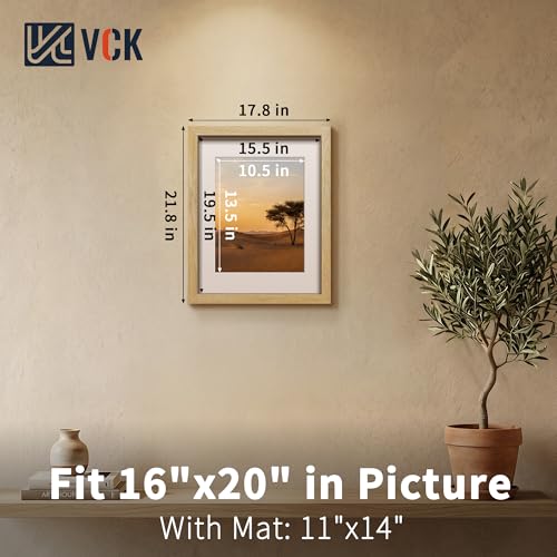 Image of VCK 16x20 Picture Frame 5 Pack, Natural Exclusive Wood, HD Glass, for Print