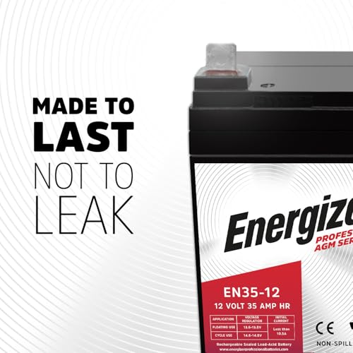 Image of Energizer EN35-12 - 2 PACK - 12 Volt 35 Amp Hr, Long Lasting Sealed Lead Acid AGM Rechargeable Battery Ideal For Use In Wheelchairs, Electric Scooters, Backup Power, and more