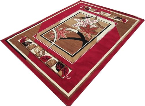 Image of Home Decore Acrylic Carpet for Your Living Room & Drawing Room Aywhere in Your Home Size - 6 X 8 Ft (RED-J)