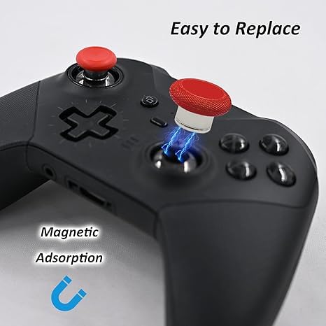 Image of 2 Pcs Metal Short Thumbsticks Replacement for Xbox Elite Series 2 Controllers,Short Concave Magnetic Analog Joysticks for Xbox Elite Series 2 Core Standard Height Thumbsticks(Red)