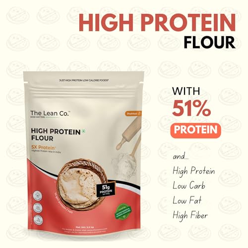 The Lean Co. High Protein Flour 2.5 kg | 5g Net Carb, 10g Protein (51%), 0g Fat Per Roti | Sugar Control Diabetic Friendly | Lab Tested | No Additives | No Preservatives | Rich in Micro Nutrients