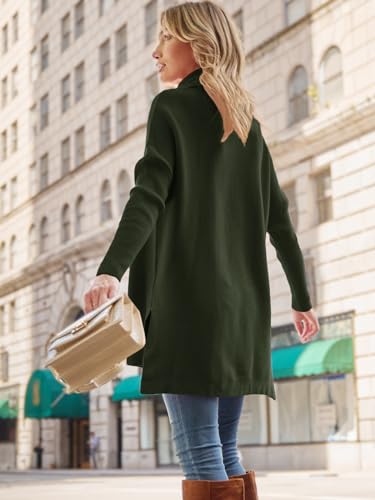 Image of LILLUSORY Women's Turtleneck Oversized Sweaters Long Batwing Sleeve Spilt Hem Tunic Pullover Knit Tops