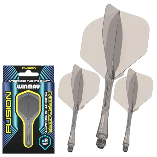 Image of Winmau Fusion No.2 Integrated Flight & Shaft System - Lightweight Replacement Set for Steel & Soft Tip Darts - 90-Degree Wing Design Sizes