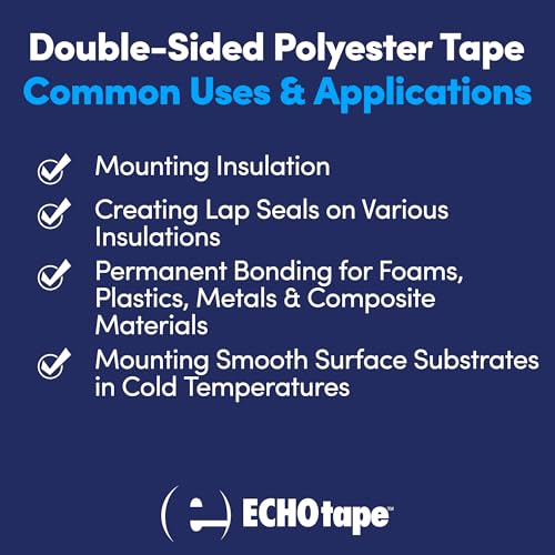 Image of ECHOtape DC-M194A | Double-Sided Polyester Tape | Clear Thin Tape | All Weather /Cold Weather Insulation Mounting Tape | Superior Holding Power | 1.89 in x 60 yd (Case of 24)