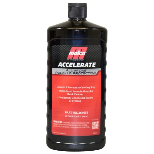Malco Accelerate All-in-One Polish & Protection - One-Step Car Polishing Compound Designed to Remove Light to Medium Paint Defects/Deep Glossy Finish with 90-Day Protection (261032)