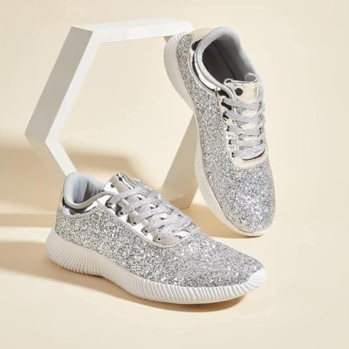 LUCKY STEP Women's Glitter Shoes Sparkly Lightweight Metallic Sequins Tennis Sneakers - Image 4