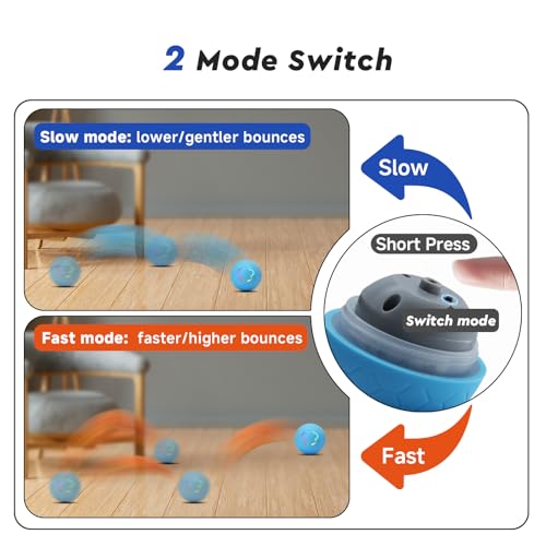 Image of Interactive Small Dog Toy Ball, 2.1 Inch Smart Jumping Ball for Puppy /Small Dogs, Activated Automatic Bouncing Moving Vibrating, Dog Toy for Small Dogs to Keep Them Busy, 2-Speed Adjustable