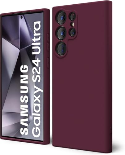 Image of DIZORO Microfiber Candy Case Compatible for Samsung S24 Ultra Smooth Touch Cushion Liquid Soft Silicone Rubber Phone Cases Non-Slip Full Body Protective Shockproof Back Cover (Wine Red.)