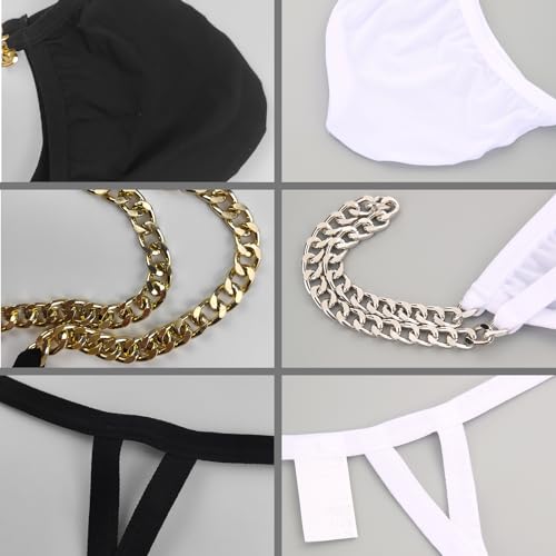 Evankin Men Sexy Thong with Metal Chains Hollow Out G-Strings Comfortable Ice Silk Underwear Bikini4
