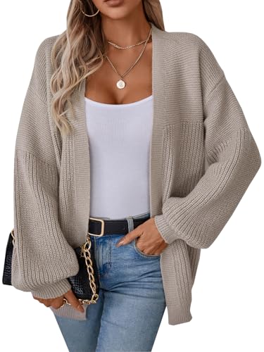 Image of ALLOVIN Womens Open Front Chunky Knit Cardigan, Oversized Soft Long Sleeve Sweater for Spring Fall 2025