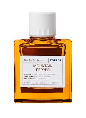 KORRES Mountain Pepper Eau de Toilette dla mężczyzn, aromatyczny zapach drzewny, testowany dermatologicznie, wegański, 50 ml