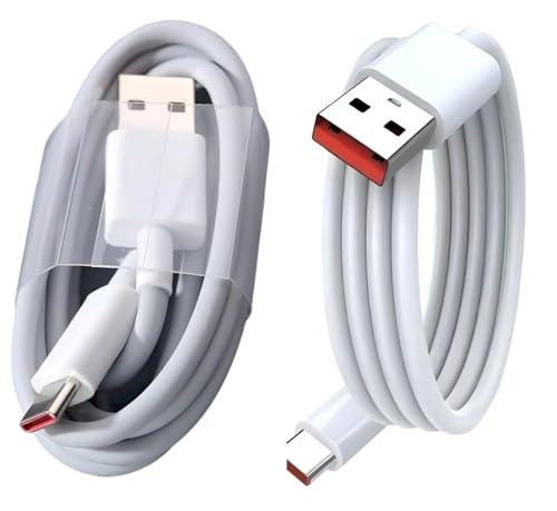 Image of USB to Type C 33W Cable, 3A Fast Charging Cable with Up to 180 Mbps Speed Data Transfer & Sync Cord Compatible With All Xiaomi Smartphones and Devices, White (1 Meter)