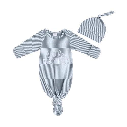 Image of Ayalinggo Newborn Boy Girl Coming Home Outfit Baby Infant Sleeper Gown Nightgown Outfits Cute Fall Winter Pajamas and Hat