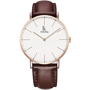 IK Slim Ø40mm Armbanduhr Herren Damen Ultra-flach Leder-Armband