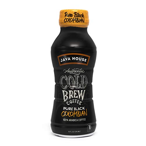 JAVA HOUSE Authentic Cold Brew Coffee, Ready To Drink, Colombian Black, 10 Fluid Ounces (Pack of 12)