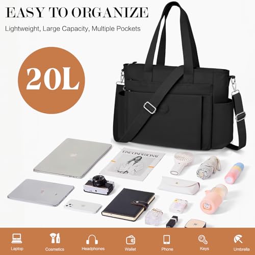 TEUEN Handtasche Damen Mittelgroß, Leichte Henkeltaschen Nylon Tote Bag mit Reißverschluss Damen-Umhängetasche Shopper Crossbody Schultertaschen für Arbeit Reisen Büro Einkaufen Schule