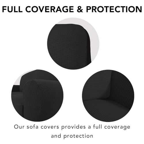 Housse de canapé extensible ARIASS XL noire imperméable et antidérapante - 5