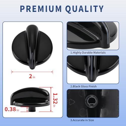 4Pcs WB03T10236 Burner Control Knob, Gas Cooktop Knobs Black for GE Range/Cooktop/Stove, Not Universal