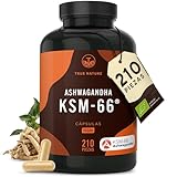 KSM-66 Ashwagandha ecológica – 210 cápsulas (Formato ahorro) – Alta potencia 600 mg – Withania somnifera (Ginseng indio auténtico) – Vegano – TRUE NATURE