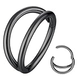 ORANGELOVE Double Hoop Nose Ring Black 18G 9mm 316L Surgical Steel Cartilage Earring Septum Jewelry