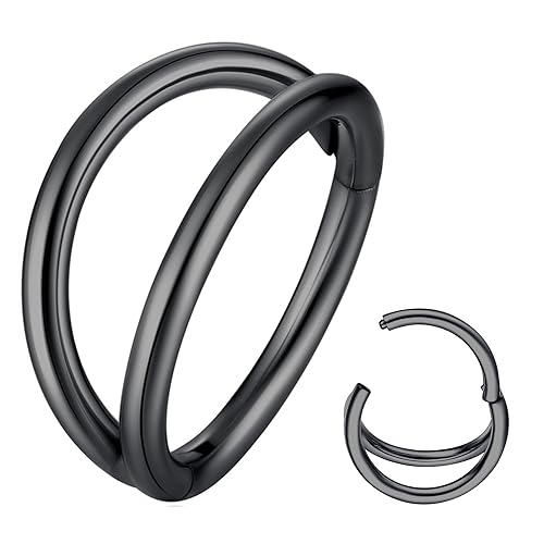 ORANGELOVE Double Hoop Nose Ring Black 18G 9mm 316L Surgical Steel Cartilage Earring Septum Jewelry